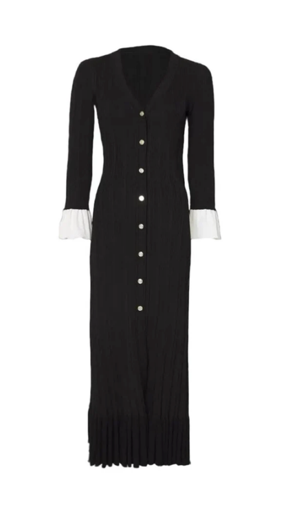 Elegance Noir Maxikleid mit Knöpfen