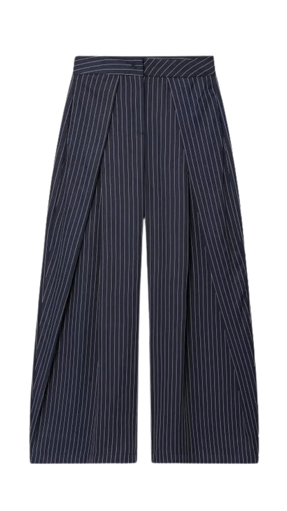 Arlo – Gestreifte, plissierte Hose mit weitem Bein