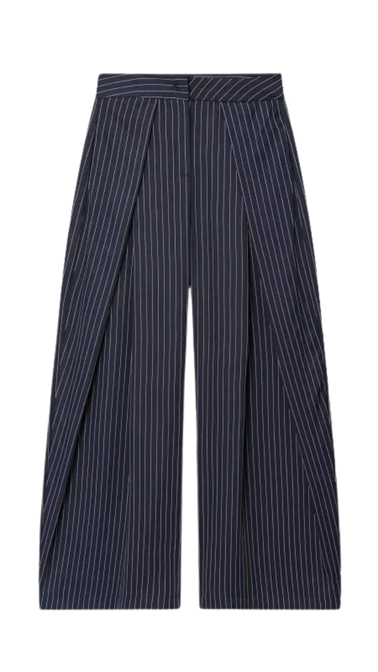 Arlo – Gestreifte, plissierte Hose mit weitem Bein