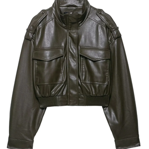 Kaya – Cropped PU-Leather Bomber