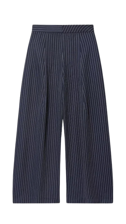 Arlo – Gestreifte, plissierte Hose mit weitem Bein