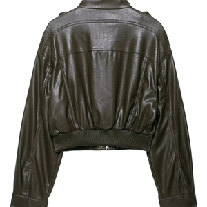 Kaya – Cropped PU-Leather Bomber
