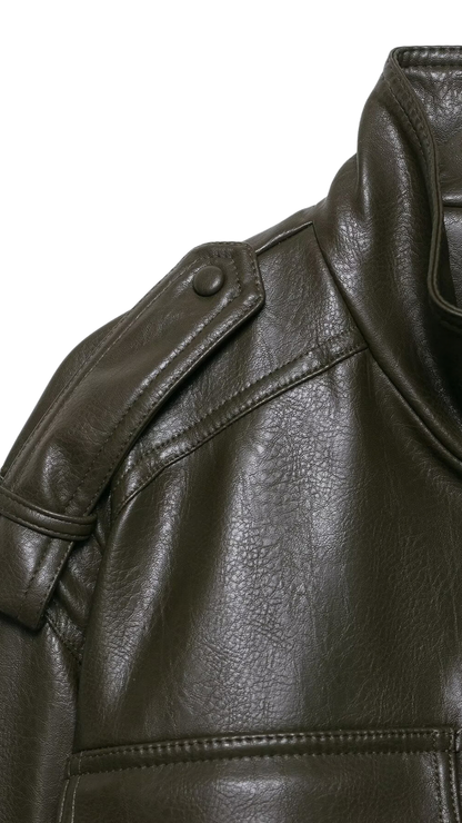 Kaya – Cropped PU-Leather Bomber