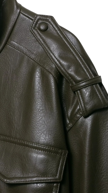 Kaya – Cropped PU-Leather Bomber